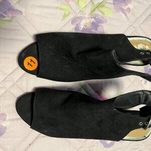 Ellen Tracy suede sling back heels - Black 11 NWT